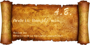 Andris Benjámin névjegykártya